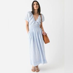 Faithful The Brand NWT $350 Leilani Geriba Linen Maxi Dress 12 Blue Floral